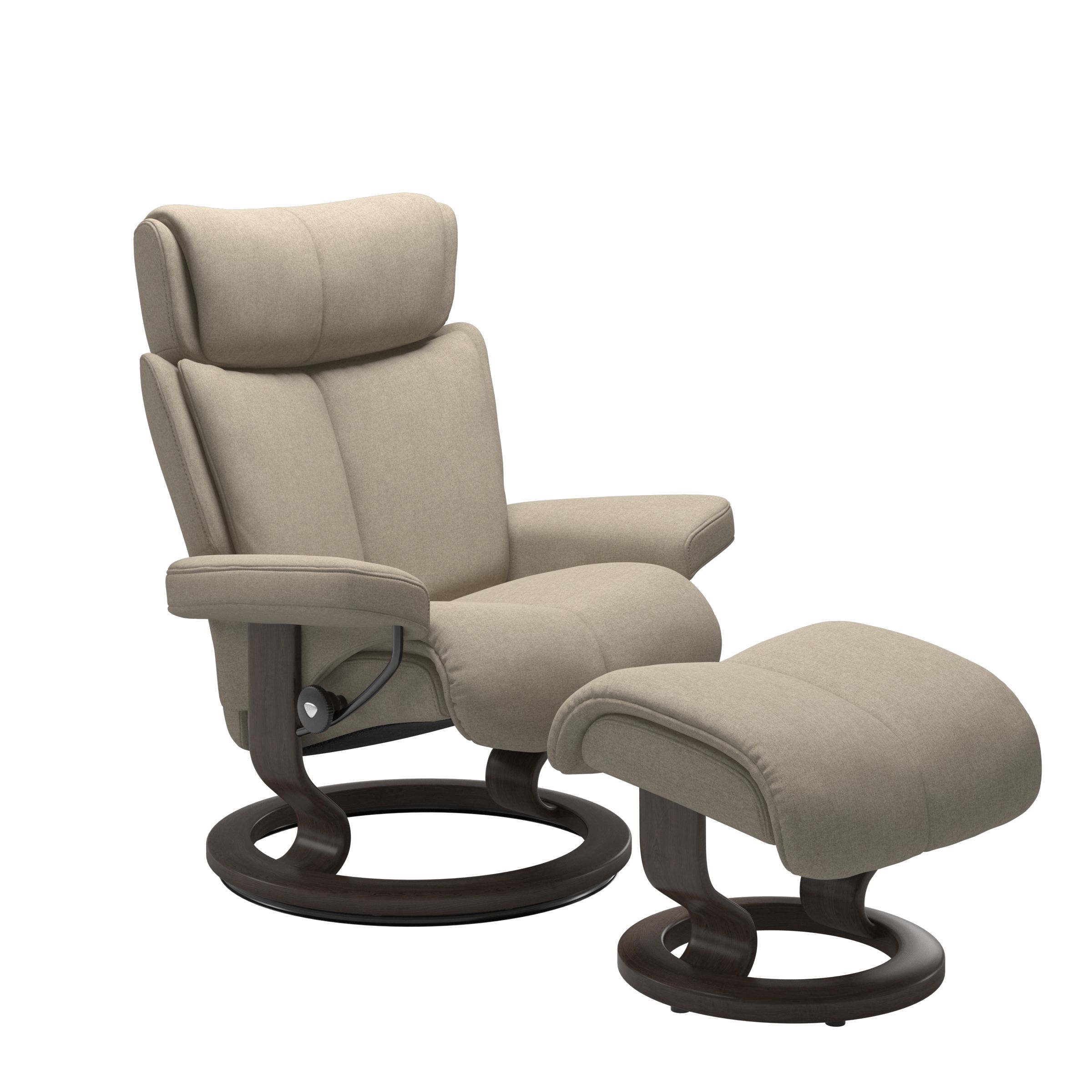 Stressless® Magic (L) Classic Base Recliner with Ottoman | Recliners