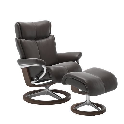 Stressless® Magic (M) Signature fåtölj med pall