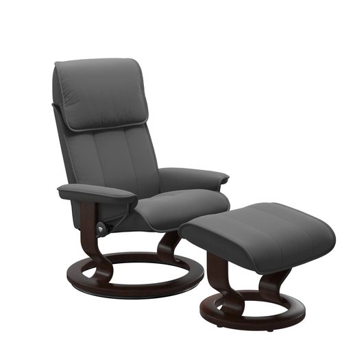 Stressless® Admiral (M) Classic Base Recliner with Ottoman