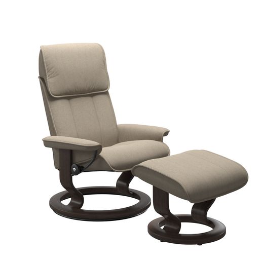 Stressless® Admiral (M) Classic Base Recliner with Ottoman