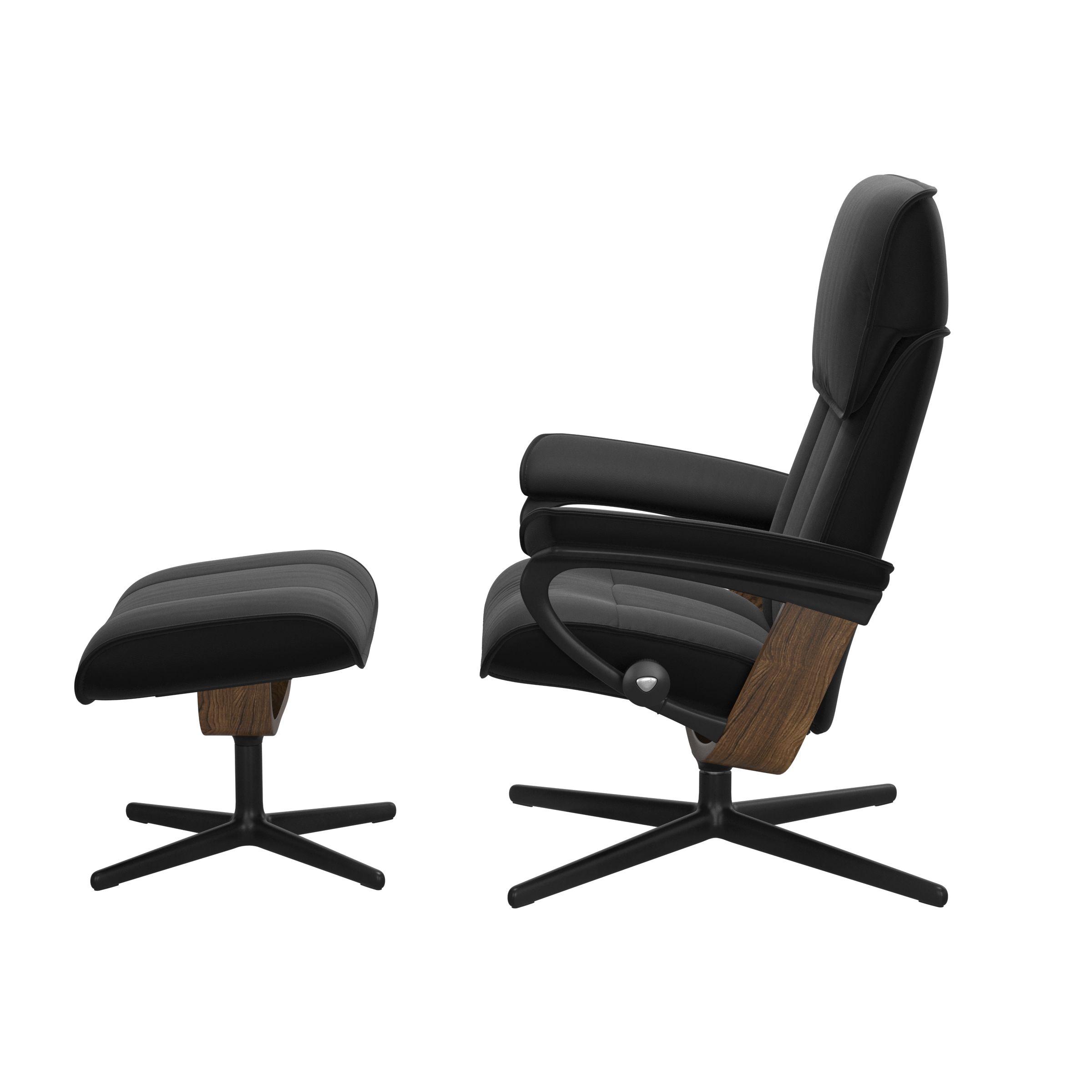 Stressless® Admiral (M) Cross Base Recliner with Ottoman | Admiral