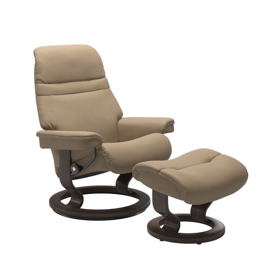 Stressless® Sunrise (M) Classic Base Recliner with Ottoman