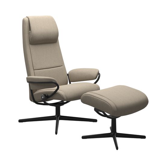 Stressless® Paris Cross recliner with high back and footstool