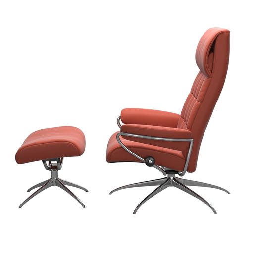 Stressless® London Star Base Recliner with High Back and Ottoman