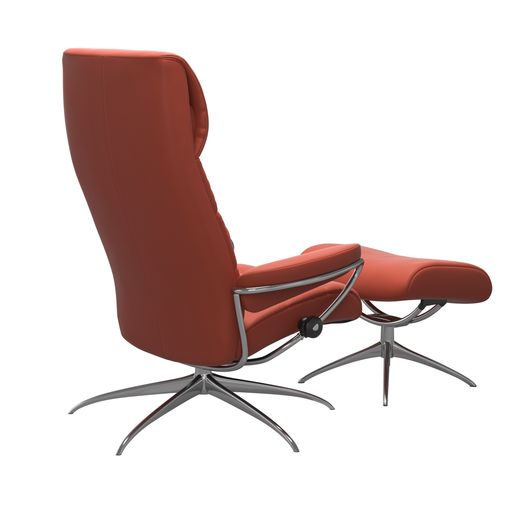 Stressless® London Star Base Recliner with High Back and Ottoman