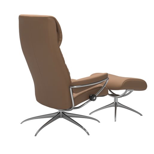 Stressless® London Star Base Recliner with High Back and Ottoman