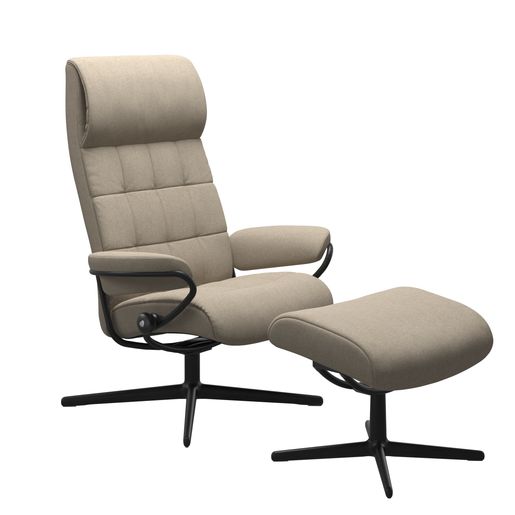 Stressless® London Cross recliner with high back and footstool