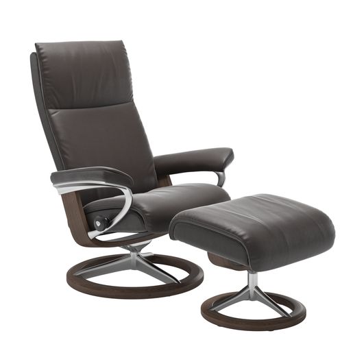 Stressless® Aura (M) Signature fåtölj med pall