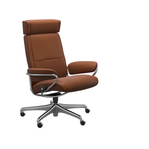 Stressless Paris Home Office met verstelbare hoofdsteun op een verchroomd onderstel met wieltjes