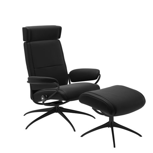 Stressless Paris met verstelbare hoofdsteun in zwart Paloma leder