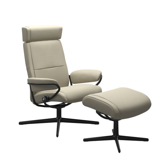 Stressless® Paris Cross recliner with adjustable headrest and footstool