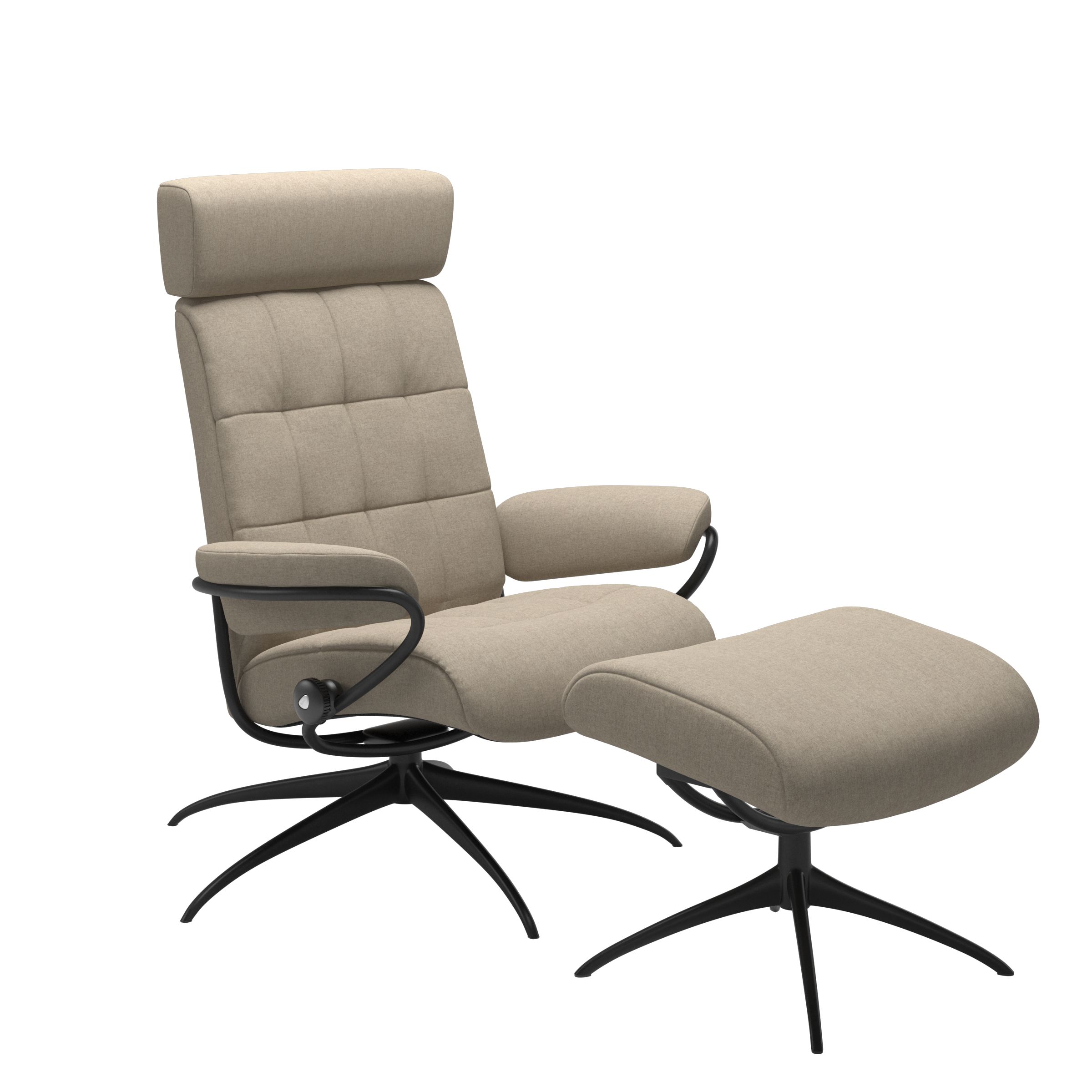 Stressless ベージュ リクライニング オットマン￼ Stressless® London スター ローバックヘッドレスト付 オットマン付
