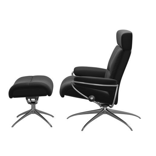 Stressless® Tokyo chair with adjustable headrest, with footstool