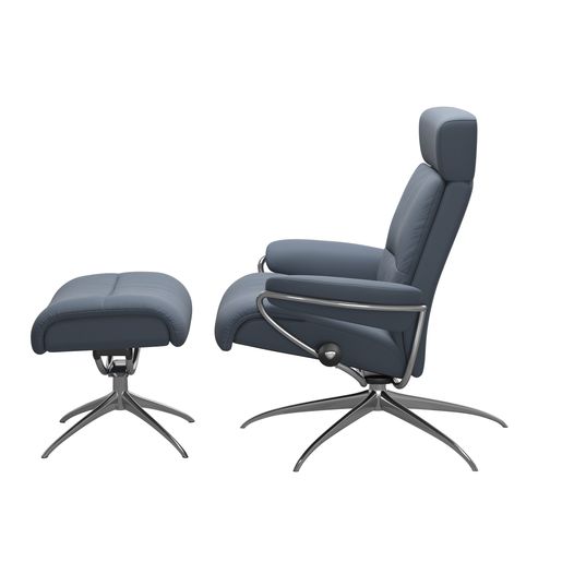 Stressless® Tokyo Star Base Recliner with Adjustable Headrest and Ottoman