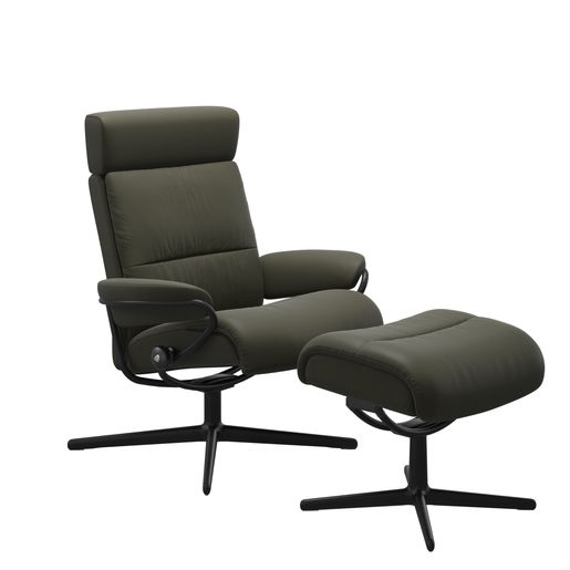 Stressless® Tokyo Cross Justerbart nackstöd fåtölj med pall