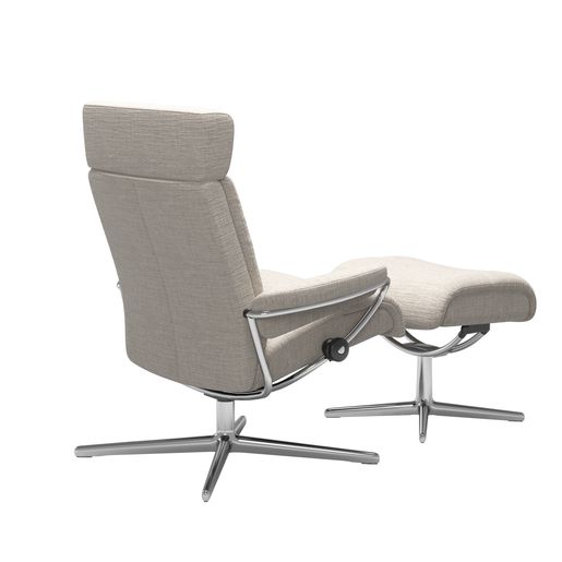 Stressless® Tokyo Cross lenestol med regulerbar nakkestøtte og krakk