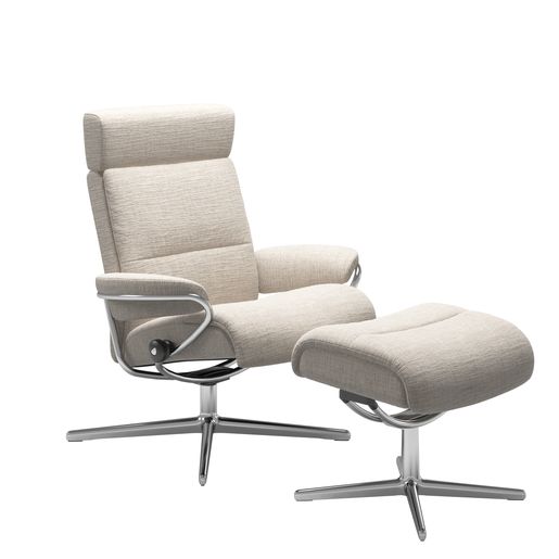 Stressless® Tokyo Cross lenestol med regulerbar nakkestøtte og krakk