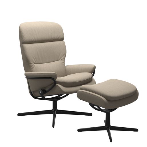 Stressless® Rome Cross Sessel mit Hocker verstellbare Kopfstütze