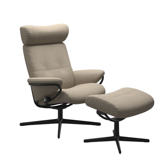 Stressless® Berlin Cross lenestol med regulerbar nakkestøtte og krakk