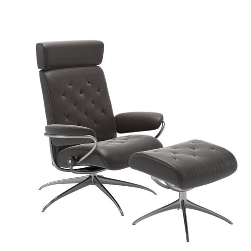 Stressless® Metro Star Justerbart nackstöd fåtölj med pall