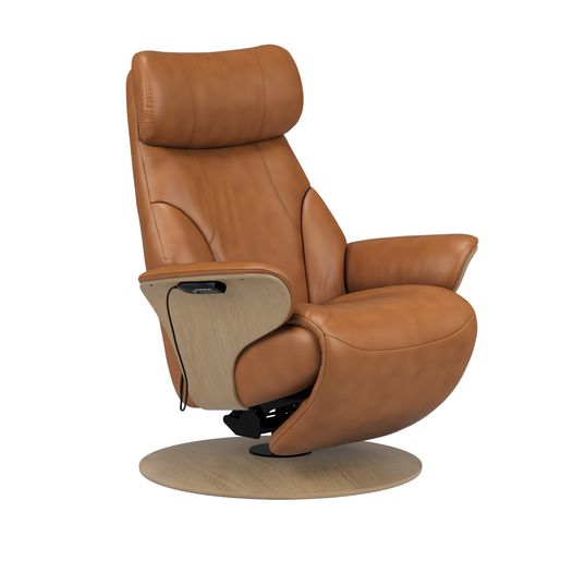Stressless Adam with Disc base in Paloma New Cognac and Natural Oak
