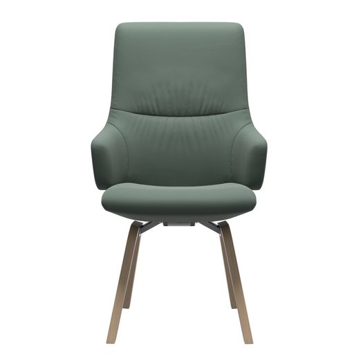Stressless Mint dining chair, high back, with arms, on a wooden D200 base